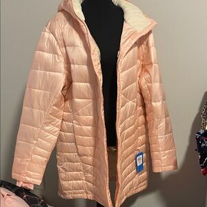 Columbia Light Peach Hooded Puffer Jacket